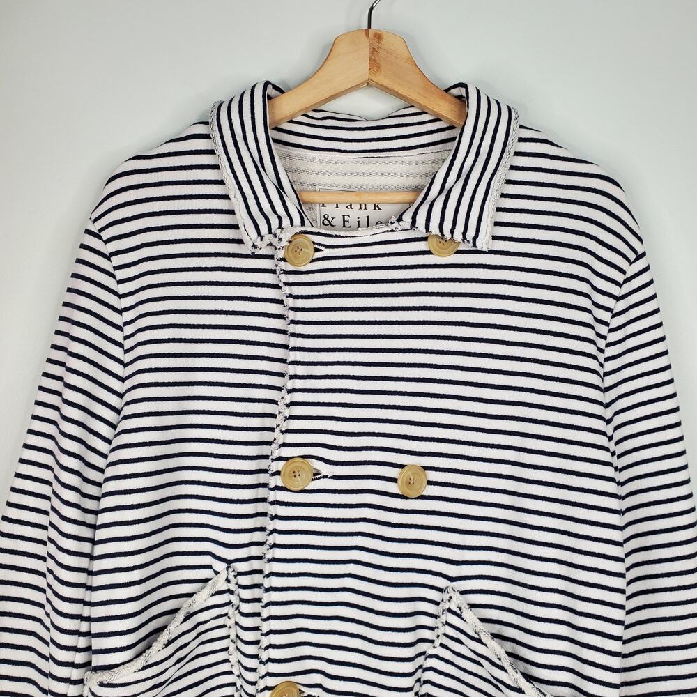 Frank & Eileen Mini Belfast Crop Peacoat Navy French Stripe Cotton Size Small - Picture 7 of 11